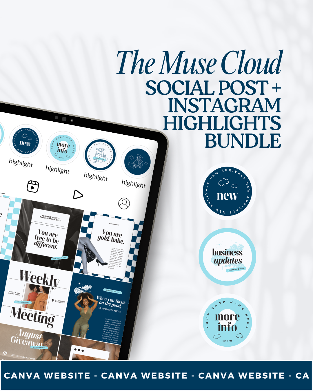 The Muse Cloud Canva Bundle | 30 Social Posts + 30 Instagram Highlights
